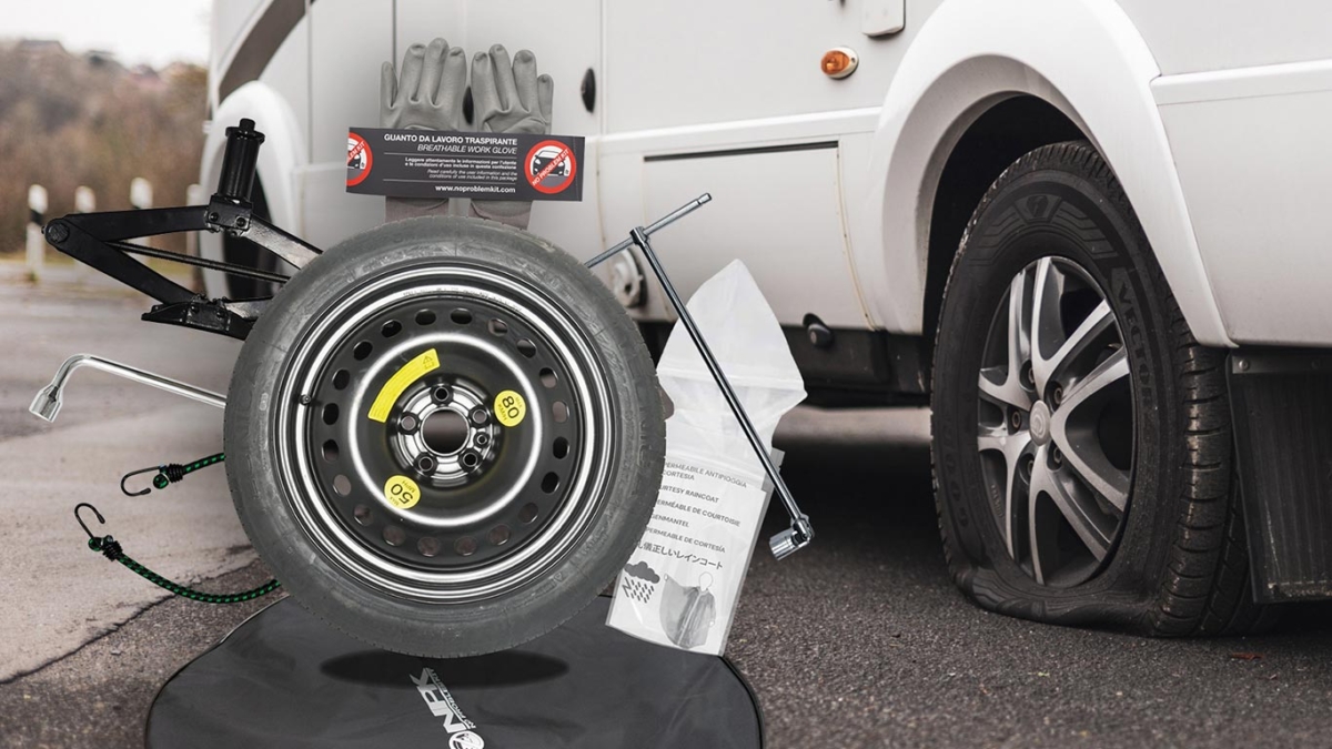 Sie Mussten Nach Einer Reifenpanne Das Notrad Montieren Das neue Camper Notrad-Kit (NPK)